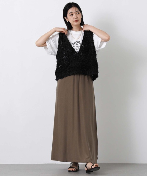 Gready Brilliant（グレディブリリアン）の「３ＤチュールＶネックベスト（シャツ/ブラウス・レディース・ブラック/オフホワイト・FREE）」の15枚目の写真