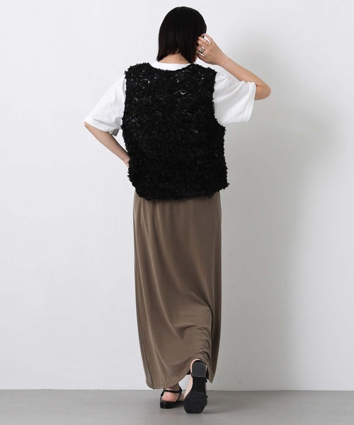 Gready Brilliant（グレディブリリアン）の「３ＤチュールＶネックベスト（シャツ/ブラウス・レディース・ブラック/オフホワイト・FREE）」の17枚目の写真