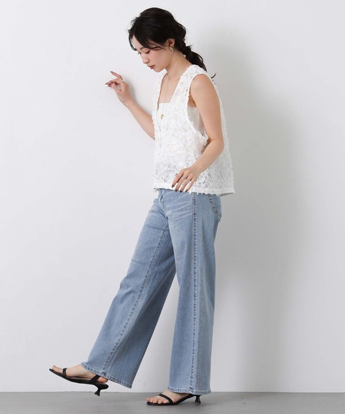 Gready Brilliant（グレディブリリアン）の「３ＤチュールＶネックベスト（シャツ/ブラウス・レディース・ブラック/オフホワイト・FREE）」の4枚目の写真