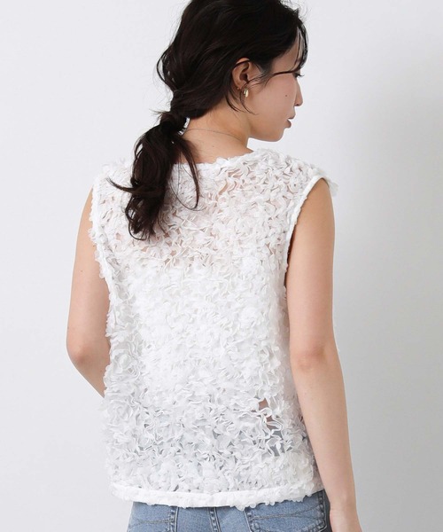 Gready Brilliant（グレディブリリアン）の「３ＤチュールＶネックベスト（シャツ/ブラウス・レディース・ブラック/オフホワイト・FREE）」の9枚目の写真