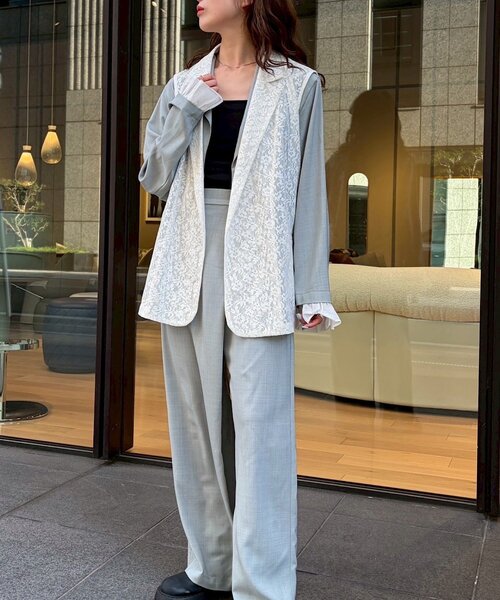 Kastane（カスタネ）の「【一部店舗限定】B レースベルテッドジレ（ベスト・レディース・ブラック/オフホワイト・FREE）」の10枚目の写真