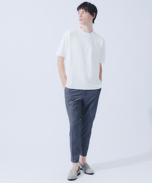 ABAHOUSE（アバハウス）の「シュリンク天竺 クルーネック半袖Tシャツ（Tシャツ/カットソー・メンズ・ホワイト/ブラック/グレイッシュブルー・50/48/46/44）」の4枚目の写真
