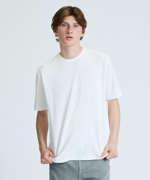 ABAHOUSE（アバハウス）の「シュリンク天竺 クルーネック半袖Tシャツ（Tシャツ/カットソー・メンズ・ホワイト/ブラック/グレイッシュブルー・50/48/46/44）」の21枚目の写真