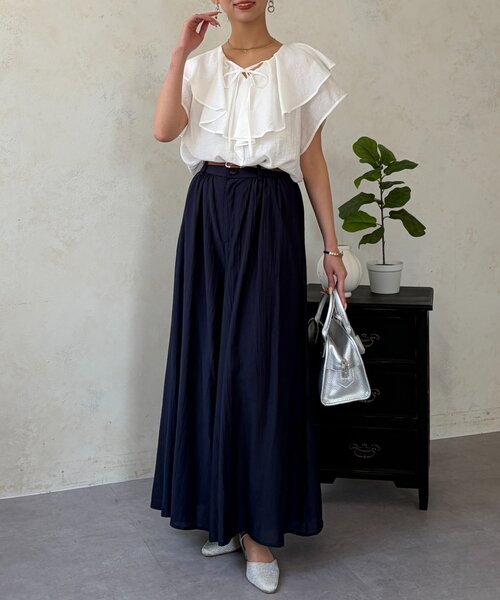 Chez toi(シェトワ)の「落ち感フレアワイドパンツ(その他パンツ・レディース・ホワイト/ライム/ネイビー・MEDIUM/PM)」の16枚目の写真