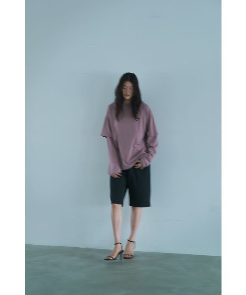 marjour（マージュール）の「MUTED TONES LAYERED LIKE TEE（Tシャツ/カットソー・レディース・ピンク/チャコールグレー/ベージュ・M）」の4枚目の写真