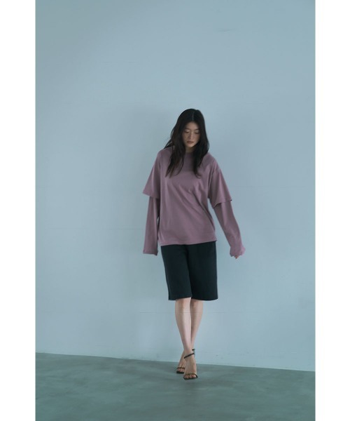 marjour（マージュール）の「MUTED TONES LAYERED LIKE TEE（Tシャツ/カットソー・レディース・ピンク/チャコールグレー/ベージュ・M）」の5枚目の写真