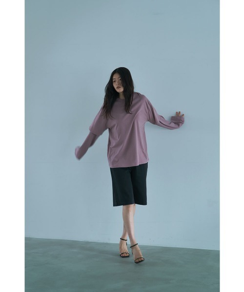 marjour（マージュール）の「MUTED TONES LAYERED LIKE TEE（Tシャツ/カットソー・レディース・ピンク/チャコールグレー/ベージュ・M）」の7枚目の写真