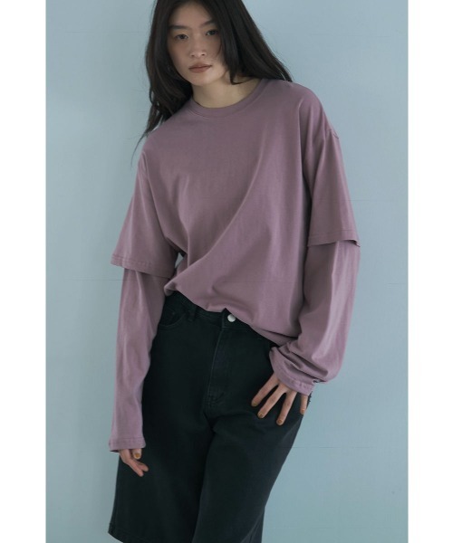 marjour（マージュール）の「MUTED TONES LAYERED LIKE TEE（Tシャツ/カットソー・レディース・ピンク/チャコールグレー/ベージュ・M）」の10枚目の写真