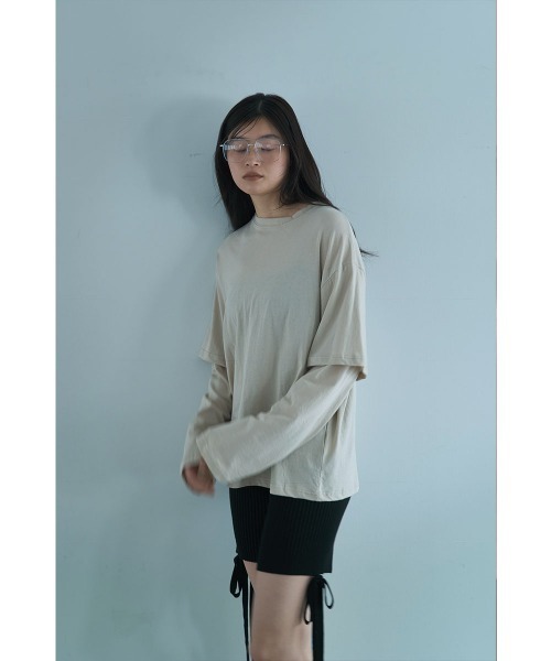 marjour（マージュール）の「MUTED TONES LAYERED LIKE TEE（Tシャツ/カットソー・レディース・ピンク/チャコールグレー/ベージュ・M）」の14枚目の写真