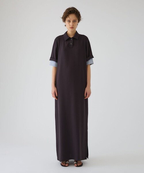 【RIM.ARK/リムアーク】Polo design maxi OP/ポロデザインマキシワンピース/シャツワンピース
