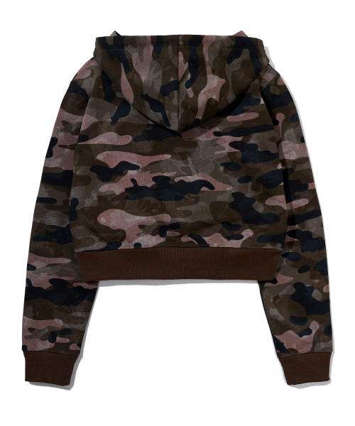 YOUHEE（ユヒ）の「CAMO CROP HOOD ZIP-UP_PINK（パーカー・レディース・その他・FREE）」の3枚目の写真