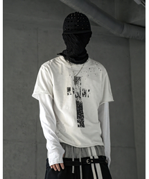 ROARINGRAD（ロアリングラド）の「クロスデミジスラブTシャツホワイト（Tシャツ/カットソー）」