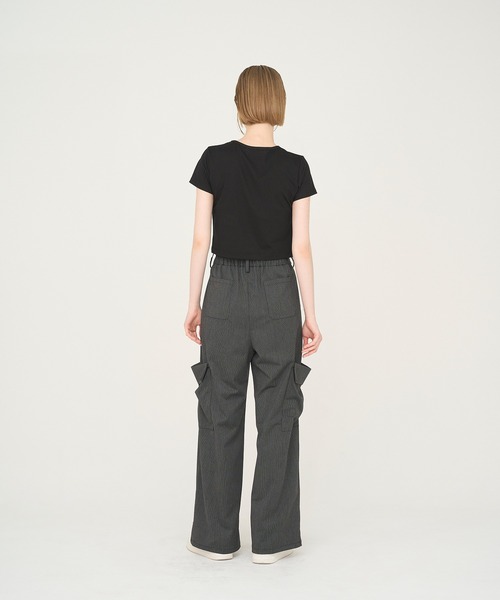 Nora Lily elle(ノラリリーエル)の「【Nora Lily】「elle」Seabreeze Stripe Cargo Pants(カーゴパンツ・レディース・グレー/ブラック・FREE)」の10枚目の写真