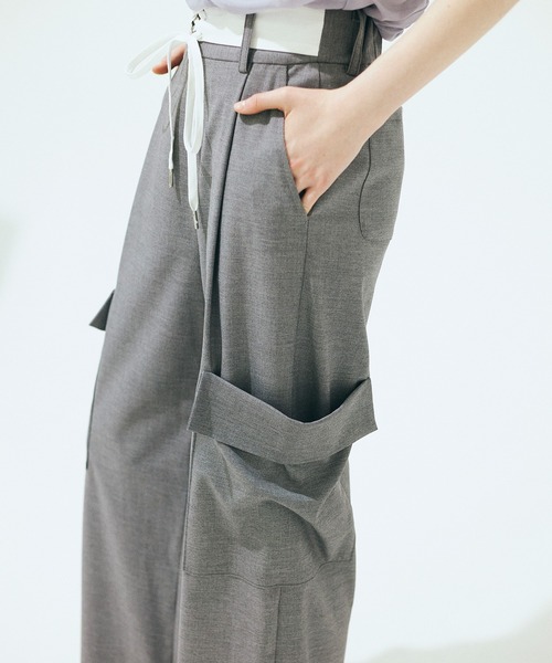 Nora Lily elle(ノラリリーエル)の「【Nora Lily】「elle」Seabreeze Stripe Cargo Pants(カーゴパンツ・レディース・グレー/ブラック・FREE)」の3枚目の写真