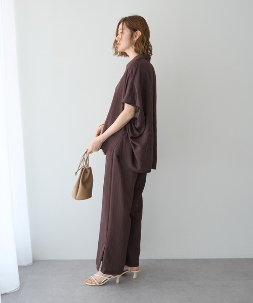 YECCA VECCA(イェッカヴェッカ)の「ストライプ柄ワイドパンツ(その他パンツ・レディース・ネイビー/ブラウン・FREE)」の7枚目の写真
