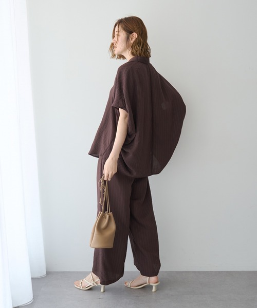 YECCA VECCA(イェッカヴェッカ)の「ストライプ柄ワイドパンツ(その他パンツ・レディース・ネイビー/ブラウン・FREE)」の8枚目の写真