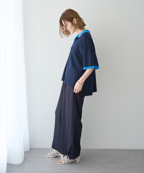 YECCA VECCA(イェッカヴェッカ)の「ストライプ柄ワイドパンツ(その他パンツ・レディース・ネイビー/ブラウン・FREE)」の15枚目の写真