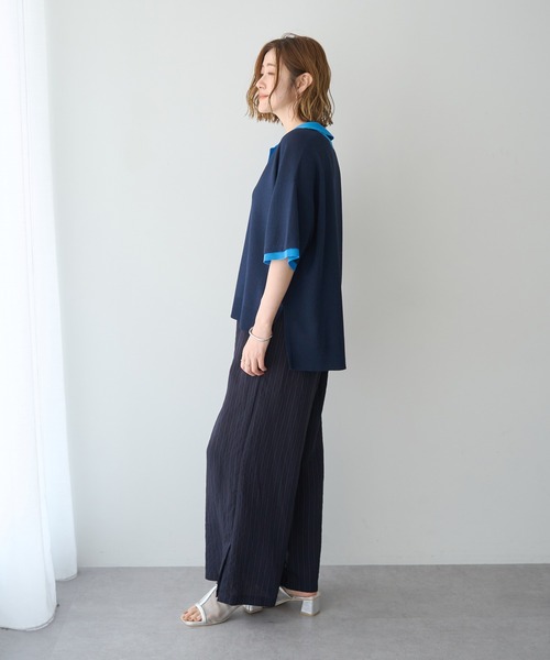 YECCA VECCA(イェッカヴェッカ)の「ストライプ柄ワイドパンツ(その他パンツ・レディース・ネイビー/ブラウン・FREE)」の16枚目の写真