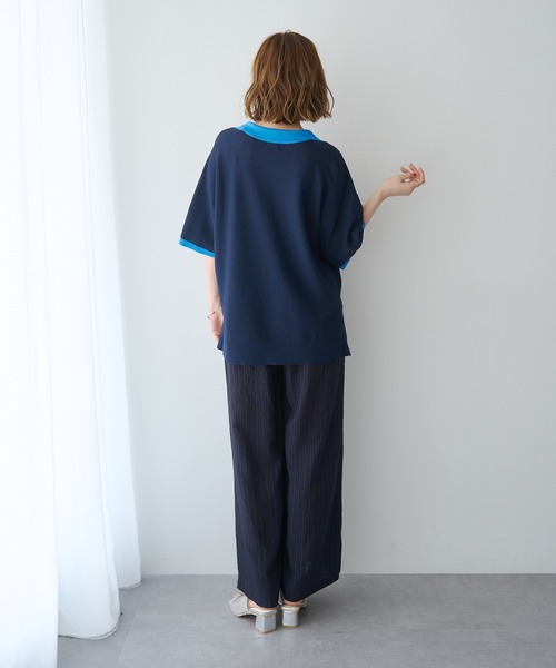 YECCA VECCA(イェッカヴェッカ)の「ストライプ柄ワイドパンツ(その他パンツ・レディース・ネイビー/ブラウン・FREE)」の17枚目の写真