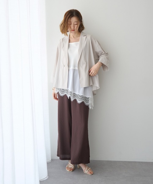 YECCA VECCA(イェッカヴェッカ)の「ストライプ柄ワイドパンツ(その他パンツ・レディース・ネイビー/ブラウン・FREE)」の12枚目の写真