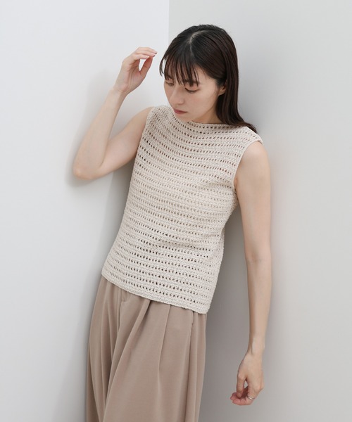 select MOCA（セレクトモカ）の「透かし編みノースリーブサマーニット（ニット/セーター・レディース・ベビーピンク/ライトグリーン/ナチュラル/ブルー/ブラック・FREE）」の16枚目の写真
