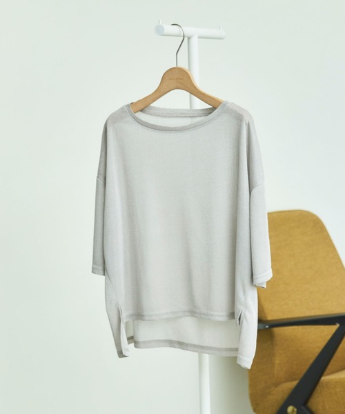 Doux archives(ドゥアルシーヴ)の「ラメシアーTee(Tシャツ/カットソー・レディース・ミント/グレイッシュベージュ/ブラウン・FREE)」の2枚目の写真