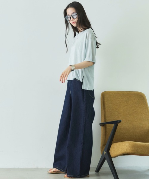 Doux archives(ドゥアルシーヴ)の「ラメシアーTee(Tシャツ/カットソー・レディース・ミント/グレイッシュベージュ/ブラウン・FREE)」の8枚目の写真
