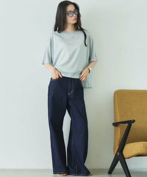 Doux archives(ドゥアルシーヴ)の「ラメシアーTee(Tシャツ/カットソー・レディース・ミント/グレイッシュベージュ/ブラウン・FREE)」の10枚目の写真
