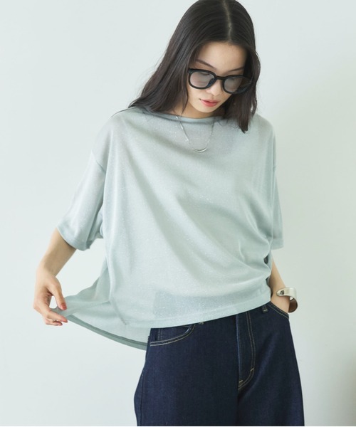Doux archives(ドゥアルシーヴ)の「ラメシアーTee(Tシャツ/カットソー・レディース・ミント/グレイッシュベージュ/ブラウン・FREE)」の12枚目の写真