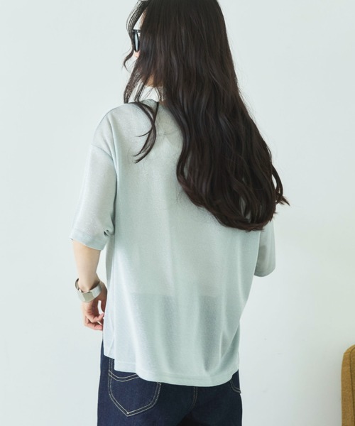 Doux archives(ドゥアルシーヴ)の「ラメシアーTee(Tシャツ/カットソー・レディース・ミント/グレイッシュベージュ/ブラウン・FREE)」の14枚目の写真