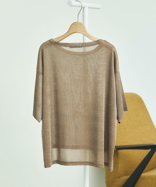 Doux archives(ドゥアルシーヴ)の「ラメシアーTee(Tシャツ/カットソー・レディース・ミント/グレイッシュベージュ/ブラウン・FREE)」の19枚目の写真