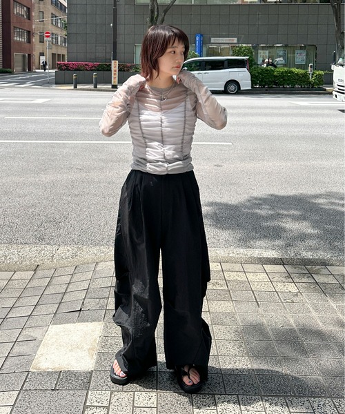 PILIT（ピリット）の「シャーリングシアーTOPS（Tシャツ/カットソー・レディース・アイボリー/ブルー/グレー・MEDIUM）」の17枚目の写真