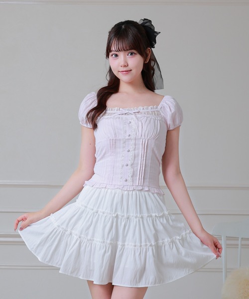 Anely(アネリー)の「Anely コットン ストライプ柄 フロント リボン ブラウス(シャツ/ブラウス・レディース・ブルー/ピンク/ホワイト・FREE)」の12枚目の写真