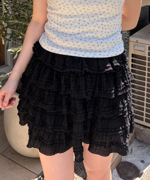 w closet(ダブルクローゼット)の「フリルミニティアードスカパン(スカート・レディース・オフホワイト/アイボリー/ブラック・FREE)」の20枚目の写真