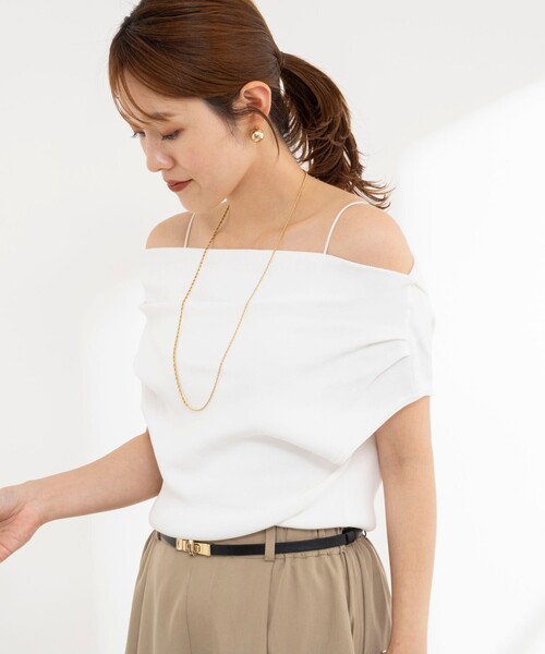 NOLLEY’S(ノーリーズ)の「《手洗い可能》オフショルダーノースリーブプルオーバー(ニット/セーター・レディース・ボルドー/ブラック/オフホワイト・38)」の9枚目の写真