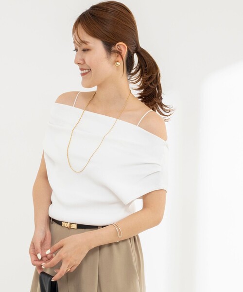 NOLLEY’S(ノーリーズ)の「《手洗い可能》オフショルダーノースリーブプルオーバー(ニット/セーター・レディース・ボルドー/ブラック/オフホワイト・38)」の11枚目の写真