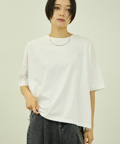 VICKY(ビッキー)の「コットンソロナジャージプルオーバー(Tシャツ/カットソー・レディース・ブラック/オフホワイト/ピンク/ネイビー・M)」の1枚目の写真