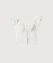 Sheer Embroidery Off Shoulder Top