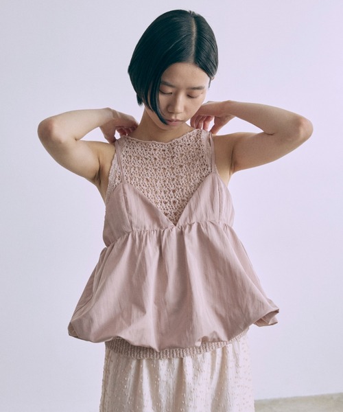 EN NEUME(エンノイム)の「Balloon Gathered Bustier Camisole(キャミソール・レディース・ピンク/ブラック/アイボリー・FREE)」の3枚目の写真