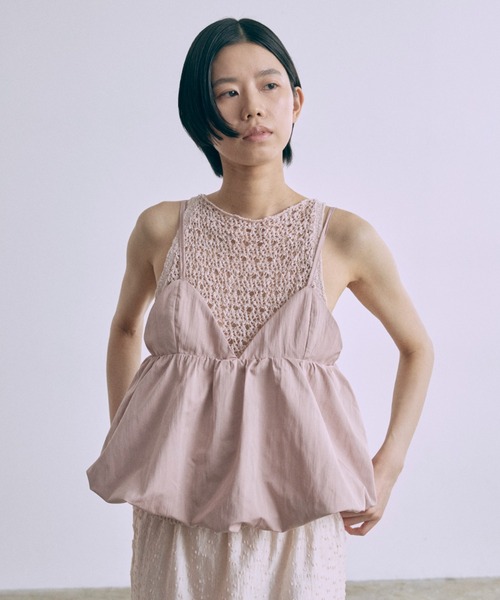EN NEUME(エンノイム)の「Balloon Gathered Bustier Camisole(キャミソール・レディース・ピンク/ブラック/アイボリー・FREE)」の4枚目の写真