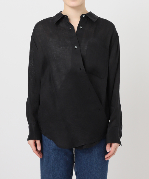 B.C STOCK(ベーセーストック)の「《追加2》《S/Mサイズ展開》手洗い可 / 2WAYフレンチリネンシャツ(シャツ/ブラウス・レディース・ピンク/ブルー/アイボリー/ブラック/イエロー・SMALL/MEDIUM)」の9枚目の写真