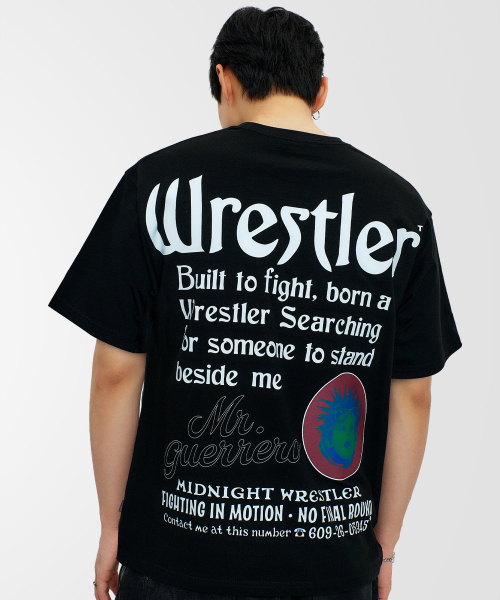 LAUGHER(ラファー)の「レスラーTシャツ - ブラック(Tシャツ/カットソー・レディース・ブラック・LARGE/X-LARGE/MEDIUM)」の1枚目の写真