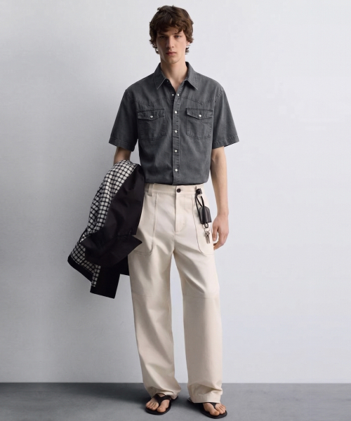 DE GRAND MATIN(ディグランドマーティン)の「Western Snap Vintage Washed Short Sleeve Shirt (Charcoal)(シャツ/ブラウス・メンズ・チャコール・FREE)」の2枚目の写真