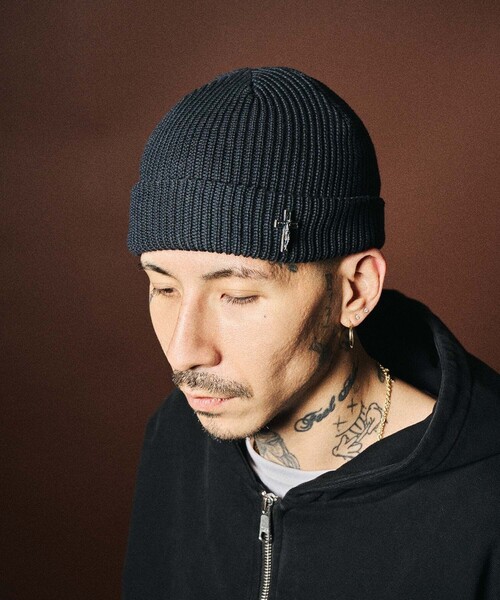 Subciety(サブサエティ)の「Cross pin low watch(ニットキャップ/ビーニー・メンズ・ブラック/ネイビー/グレー・FREE)」の3枚目の写真