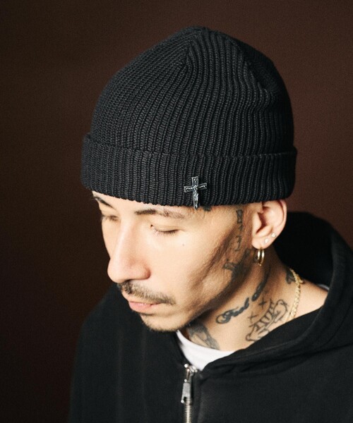 Subciety(サブサエティ)の「Cross pin low watch(ニットキャップ/ビーニー・メンズ・ブラック/ネイビー/グレー・FREE)」の1枚目の写真