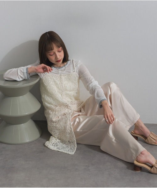 OandI（オーアンドアイ）の「レースジャガードキャミワンピース（ワンピース・レディース・ブラック・FREE）」の6枚目の写真