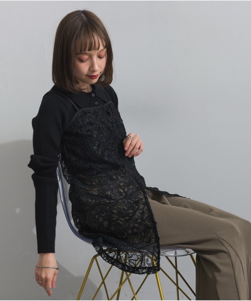 OandI（オーアンドアイ）の「レースジャガードキャミワンピース（ワンピース・レディース・ブラック・FREE）」の18枚目の写真