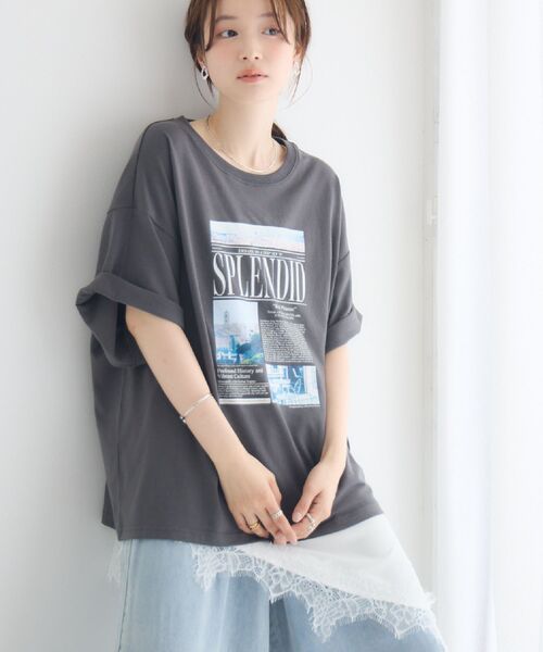 RETRO GIRL(レトロガール)の「cityフォトBIGTEE(Tシャツ/カットソー・レディース・チャコールグレー/グリーン/ホワイト・FREE)」の2枚目の写真