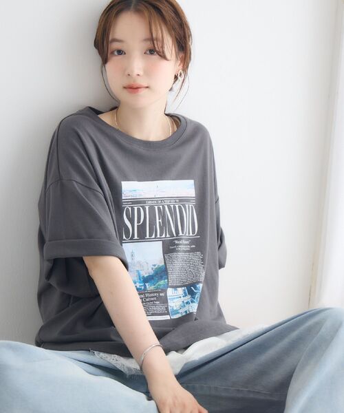 RETRO GIRL(レトロガール)の「cityフォトBIGTEE(Tシャツ/カットソー・レディース・チャコールグレー/グリーン/ホワイト・FREE)」の4枚目の写真