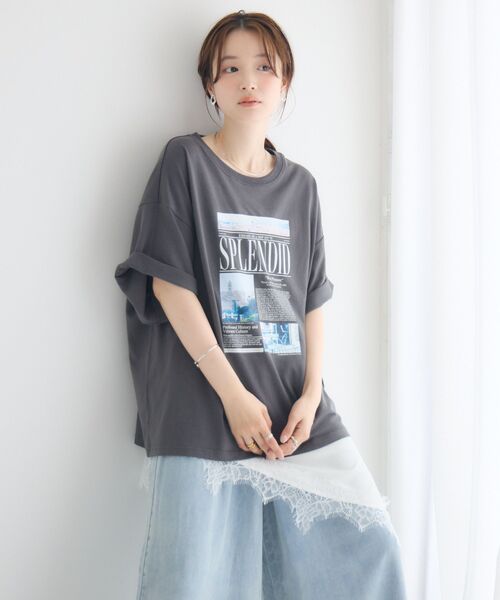 RETRO GIRL(レトロガール)の「cityフォトBIGTEE(Tシャツ/カットソー・レディース・チャコールグレー/グリーン/ホワイト・FREE)」の5枚目の写真